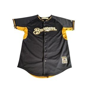 Milwaukee Brewers Jonathan Lucroy #20 MLB Majestic Kids Jersey Size Large 14-16
